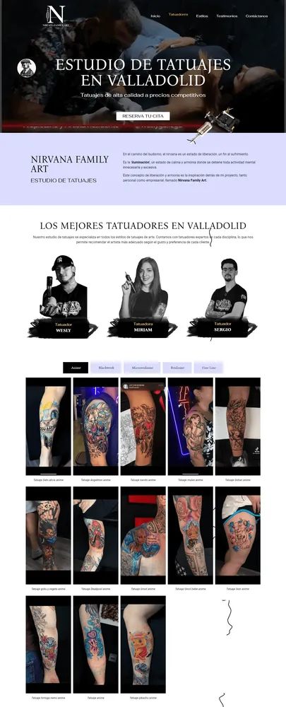 Landing page de tatuajes creada por la agencia de web y SEO