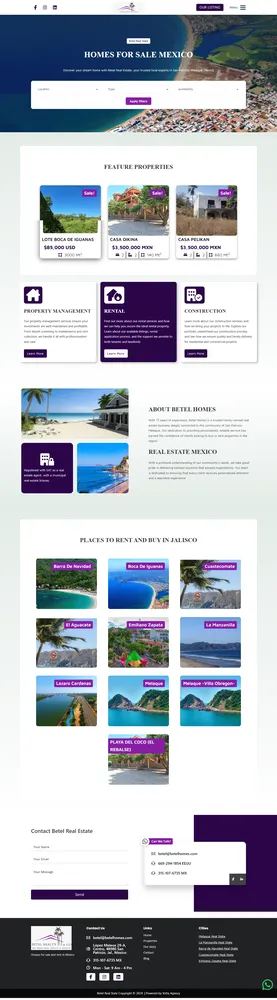 Sitio web Betel Homes México